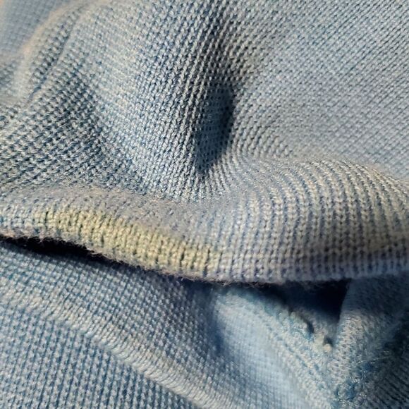 St. John Light Blue 100% Wool Knit Jacket Women’s Classic Open Front Blazer - Picture 14 of 15